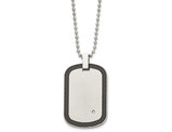Men's Black Carbon Fiber DogTag Pendant Necklace in Stainless Steel with Diamond Accent and Chain